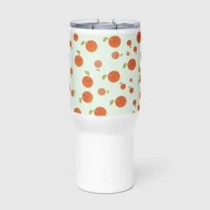 Be Orange travel mug with a handle white 25oz