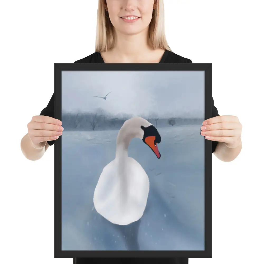 White snow_framed poster_black frame_1