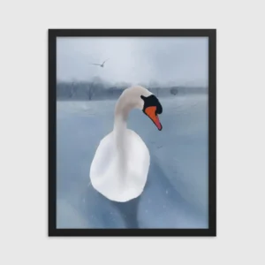 White snow_framed poster_black frame_cover